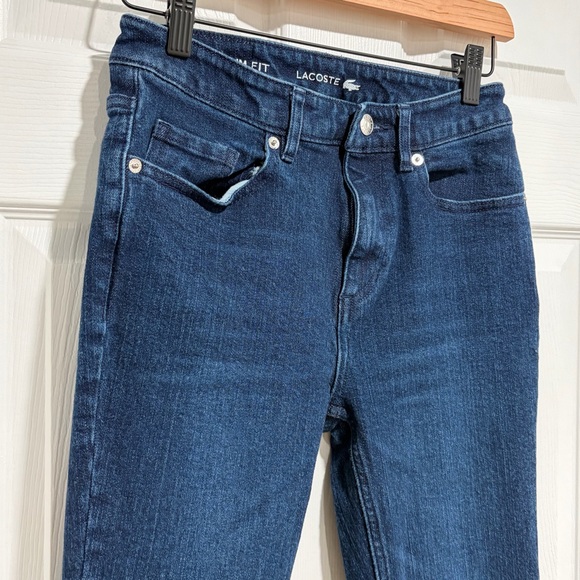 Lacoste Women’s Blue Denim Slim Fit Straight Leg Jeans 5-Pocket Cotton Blend - Picture 2 of 14
